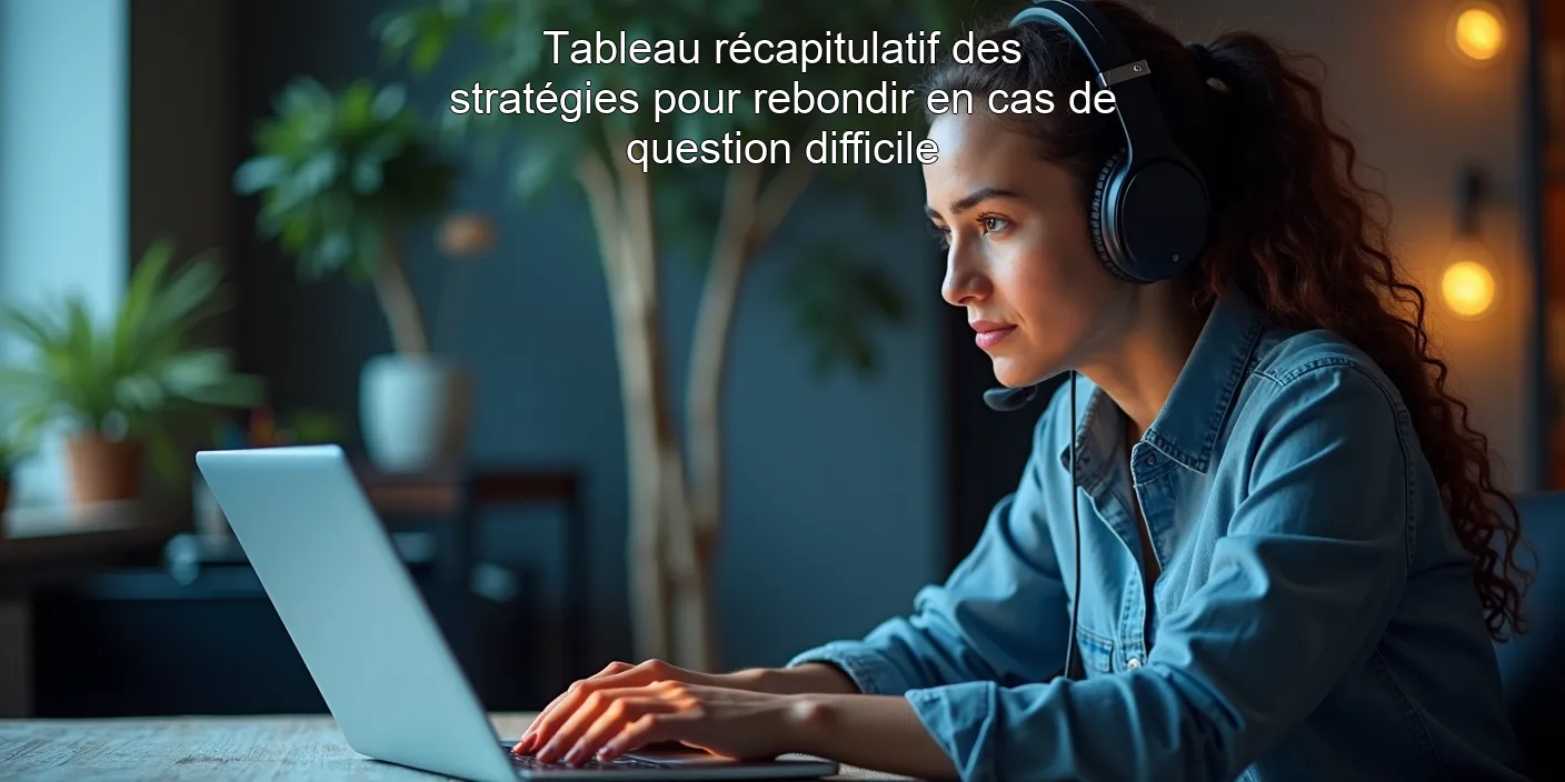 Tableau récapitulatif des stratégies pour rebondir en cas de question difficile
