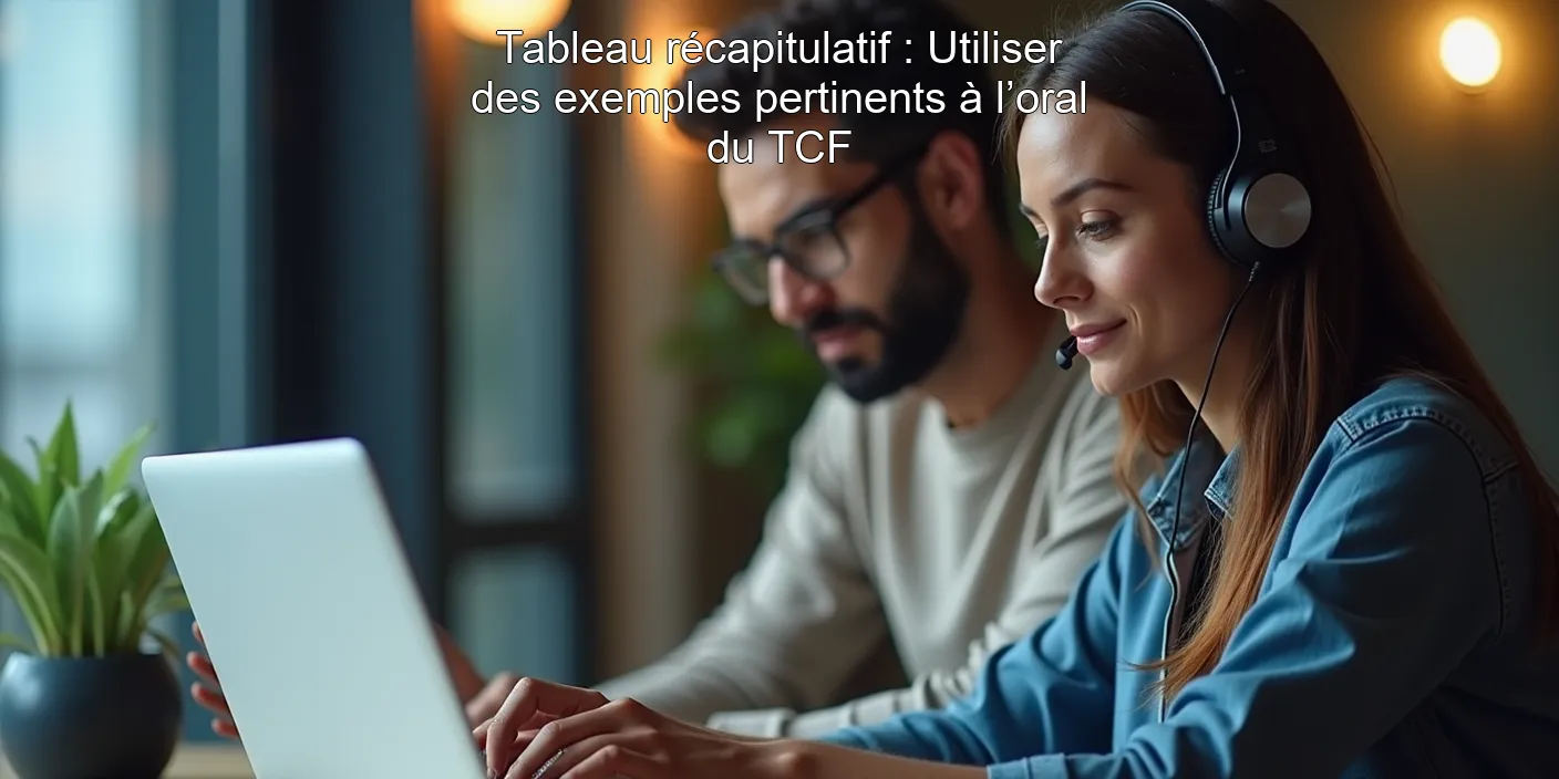 Tableau récapitulatif : Utiliser des exemples pertinents à l’oral du TCF