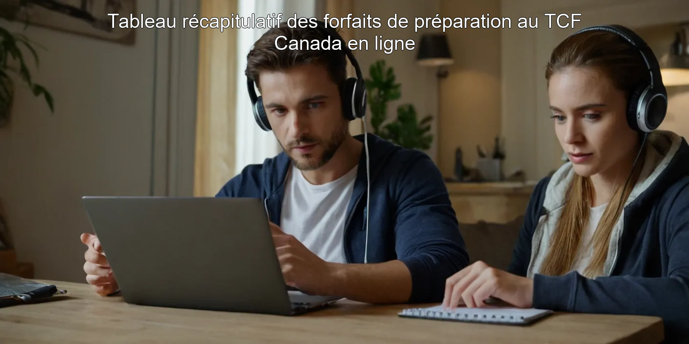 Tableau récapitulatif des forfaits de préparation au TCF Canada en ligne