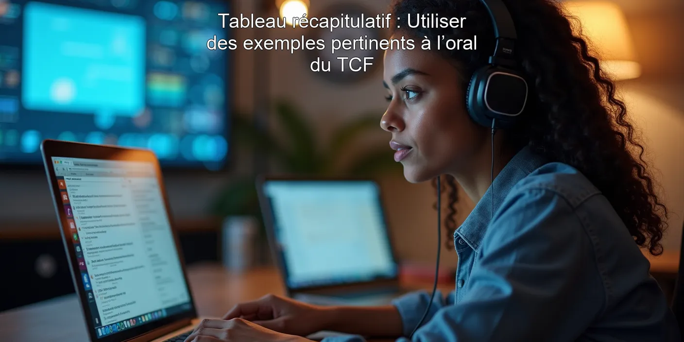 Tableau récapitulatif : Utiliser des exemples pertinents à l’oral du TCF