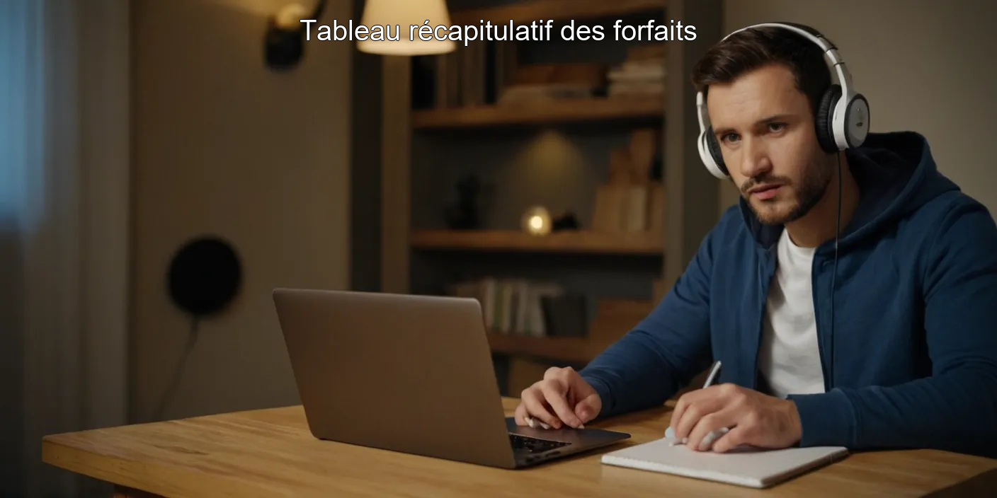 Tableau récapitulatif des forfaits