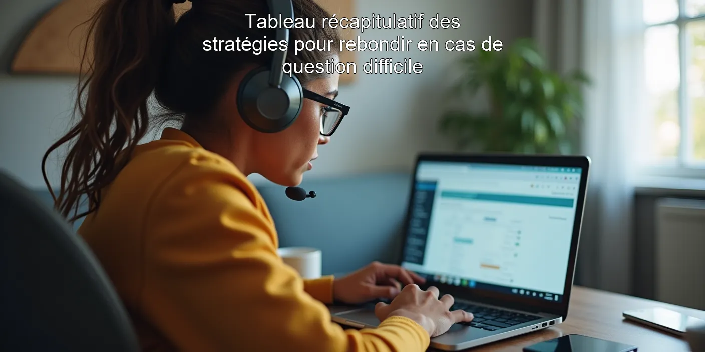 Tableau récapitulatif des stratégies pour rebondir en cas de question difficile
