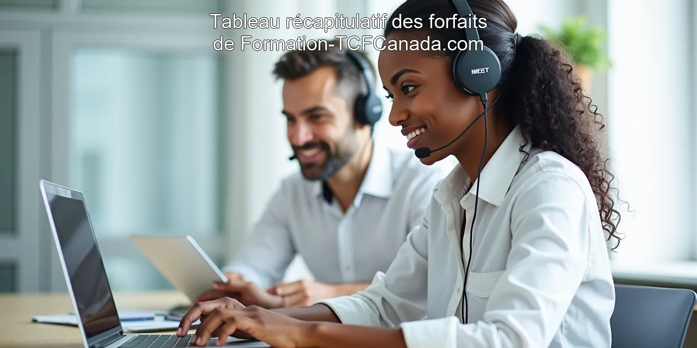 Tableau récapitulatif des forfaits de Formation-TCFCanada.com